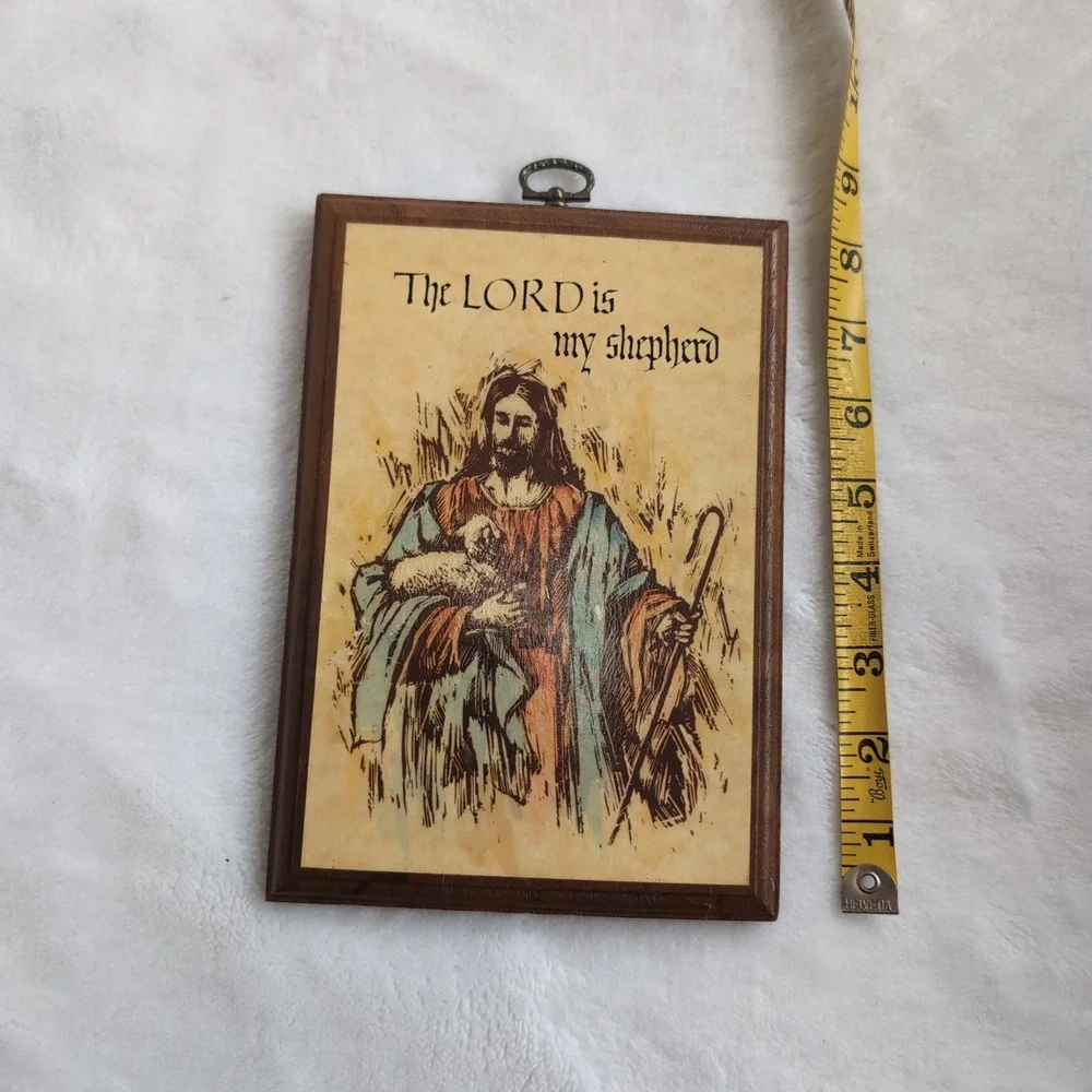Vintage Jesus Good Shepherd Wood Plaque Psalm 23 Lord Is My Shepherd Wall Art